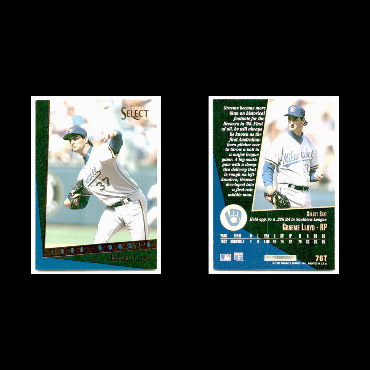 Graeme Lloyd Rookie #76T 1993 Select Rookie/Traded Milwaukee Brewers Baseball NM