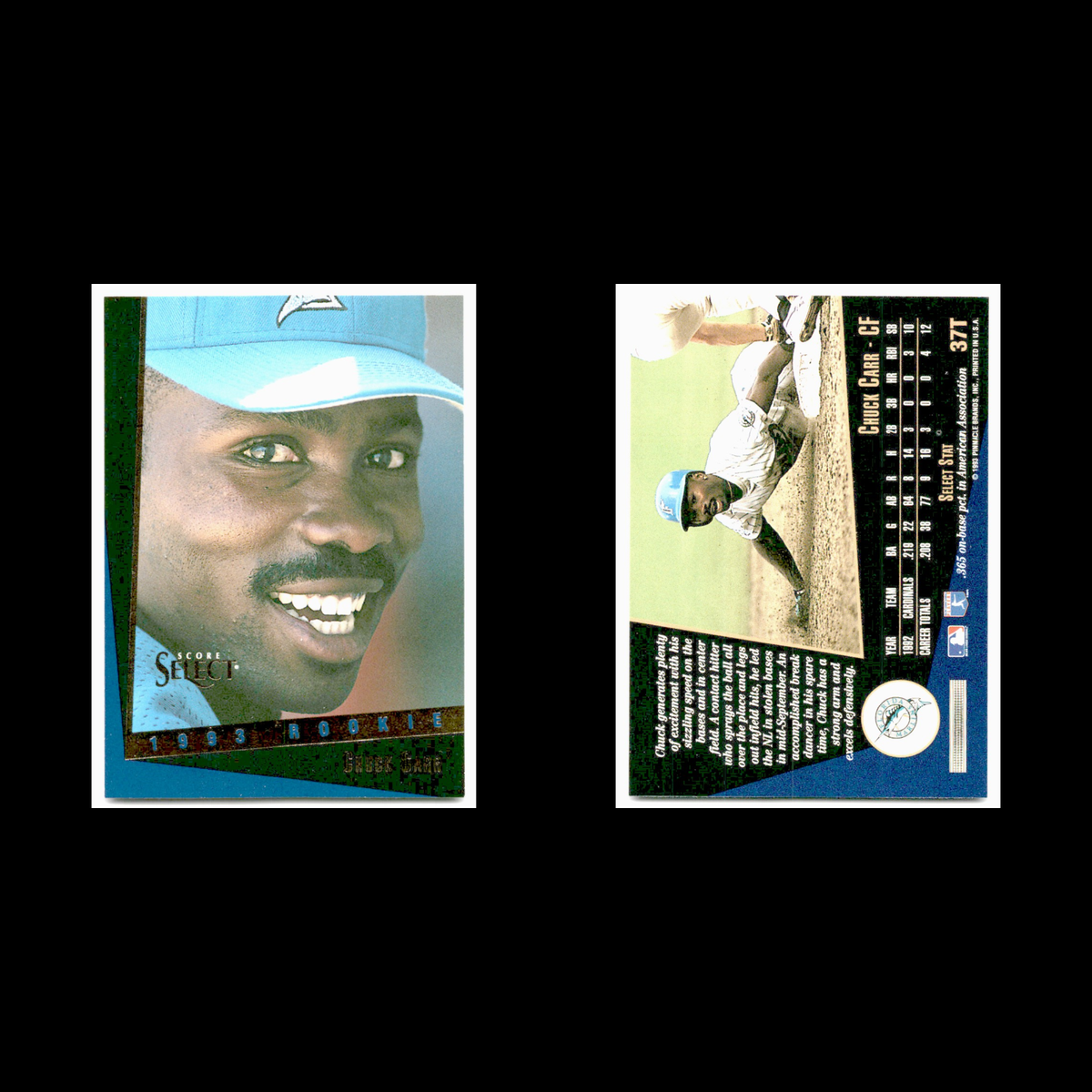 Chuck Carr Rookie #37T 1993 Select Rookie/Traded Florida Marlins Baseball Card