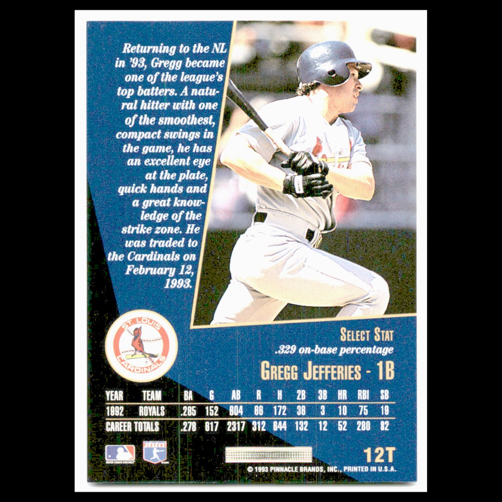 Gregg Jefferies #12T 1993 Select Rookie/Traded St. Louis Cardinals Baseball Card