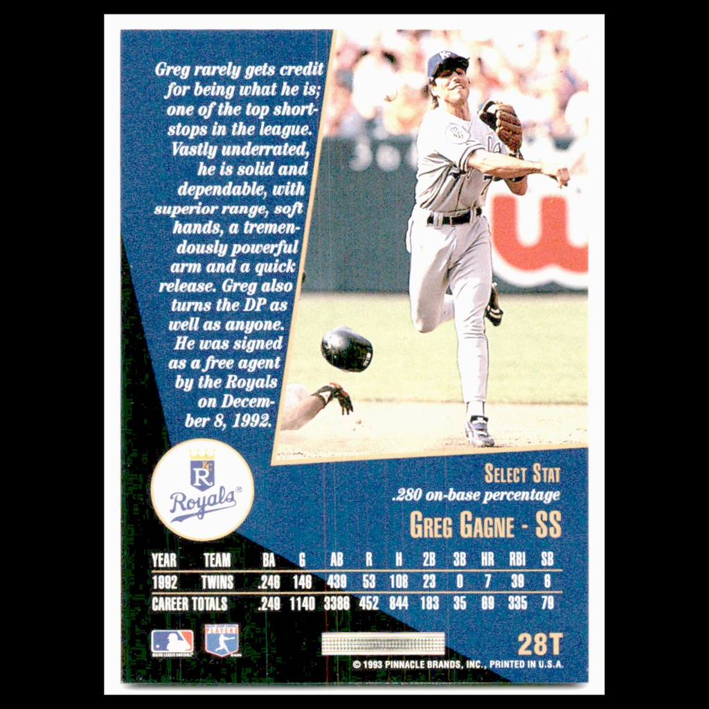 Greg Gagne #28T 1993 Select Rookie/Traded Kansas City Royals Baseball Card MLB