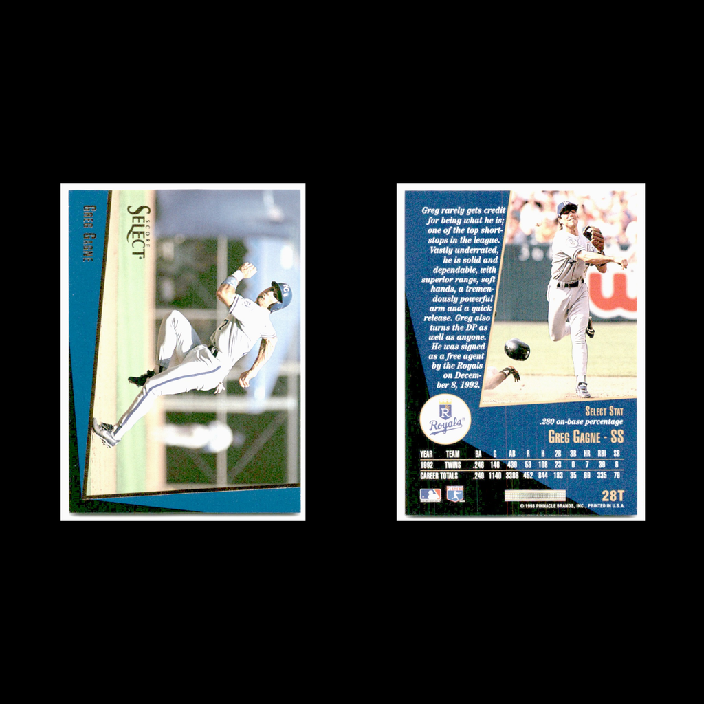 Greg Gagne #28T 1993 Select Rookie/Traded Kansas City Royals Baseball Card MLB