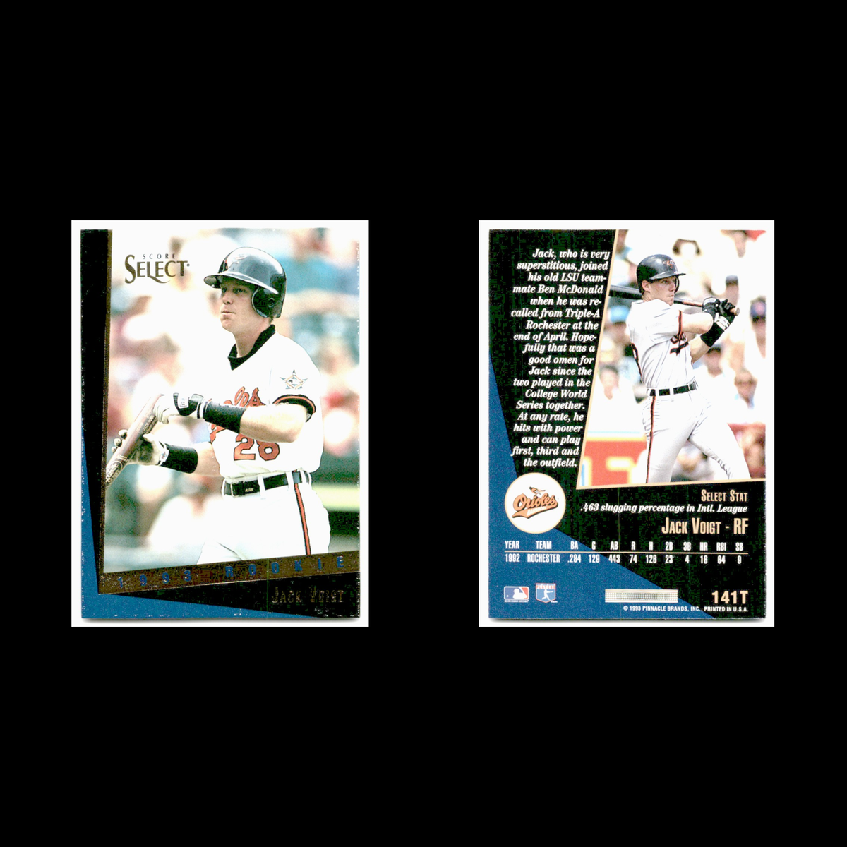 Jack Voigt Rookie #141T 1993 Select Rookie/Traded Baltimore Orioles Baseball MLB