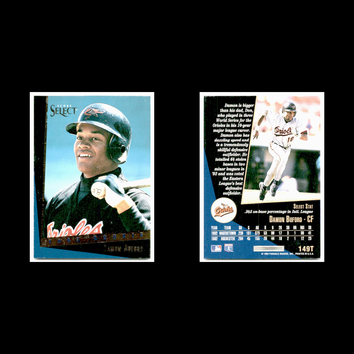 Damon Buford Rookie #149T 1993 Select Rookie/Traded Baltimore Orioles Baseball