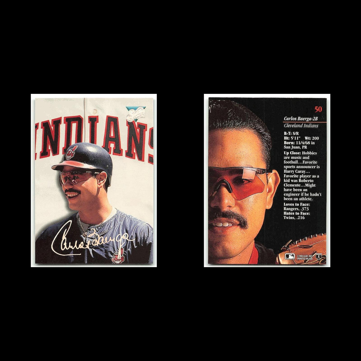 Carlos Baerga #50 1993 Studio Cleveland Indians Baseball Card MLB NM