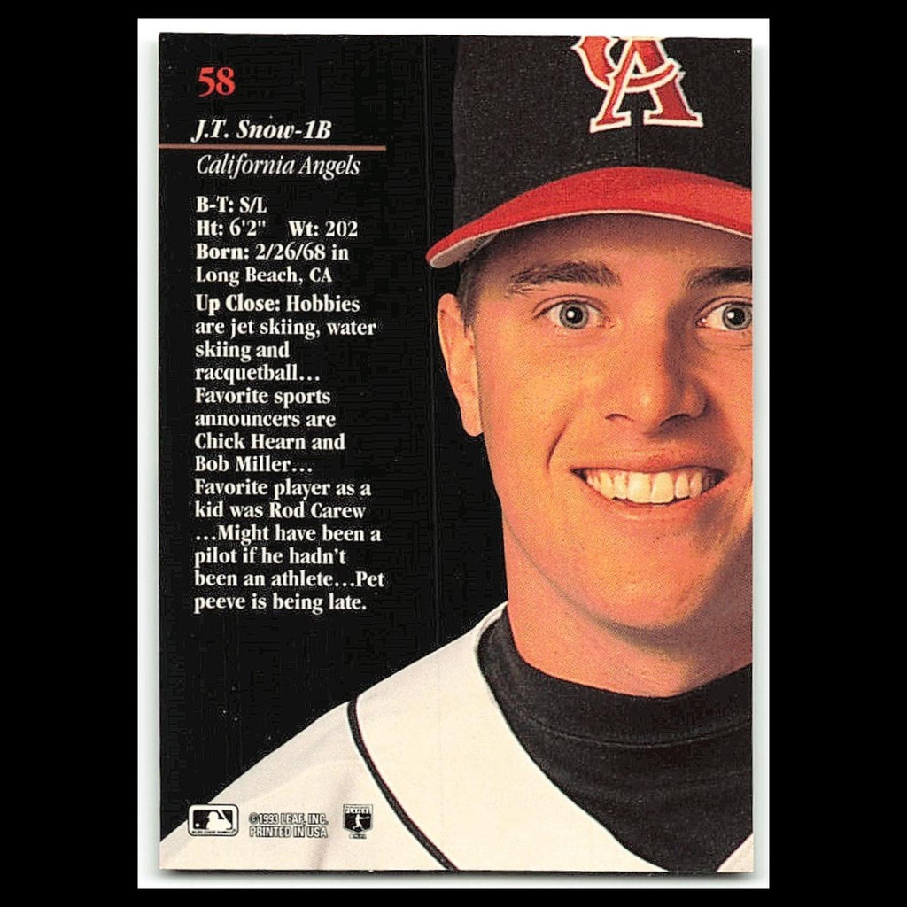 J.T. Snow Rookie #58 1993 Studio California Angels Baseball Card MLB NM