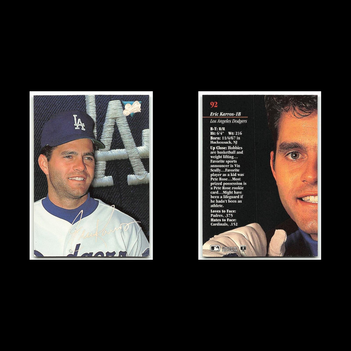 Eric Karros #92 1993 Studio Los Angeles Dodgers Baseball Card MLB NM