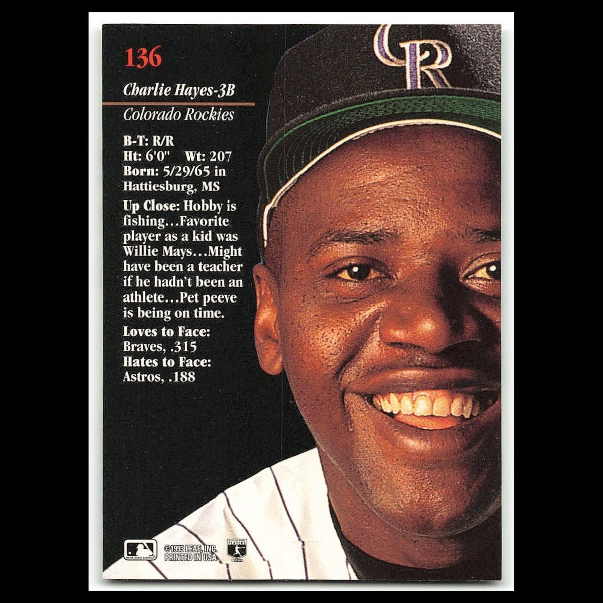 Charlie Hayes #136 1993 Studio Colorado Rockies Baseball Card MLB NM