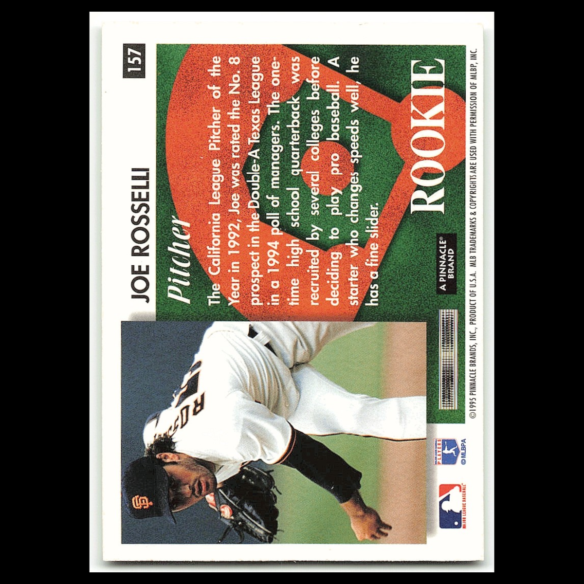 Joe Rosselli Rookie #157 1995 Score Summit San Francisco Giants Baseball Card NM