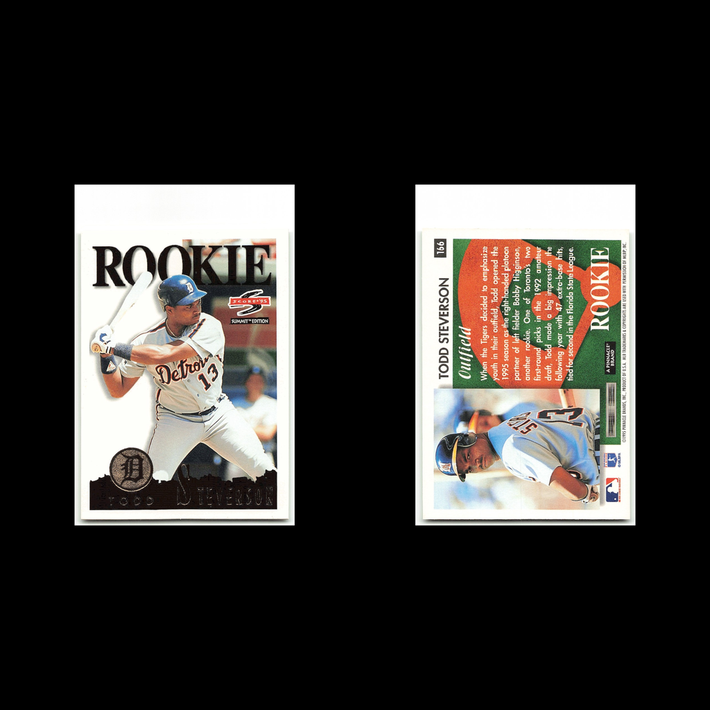 Todd Steverson Rookie #166 1995 Score Summit Detroit Tigers Baseball Card MLB NM