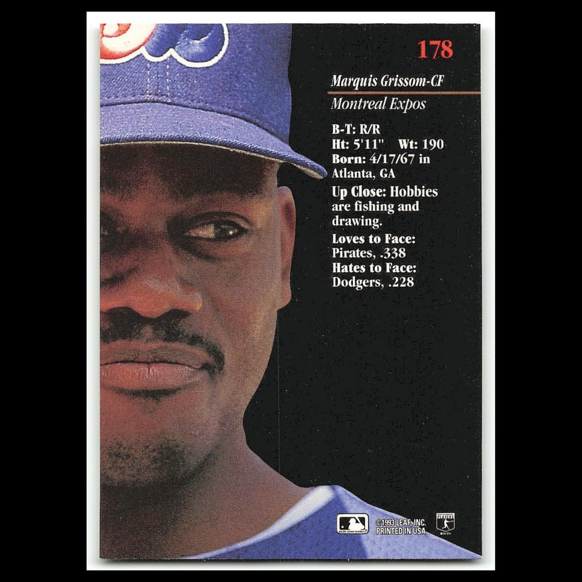 Marquis Grissom #178 1993 Studio Montreal Expos Baseball Card MLB NM