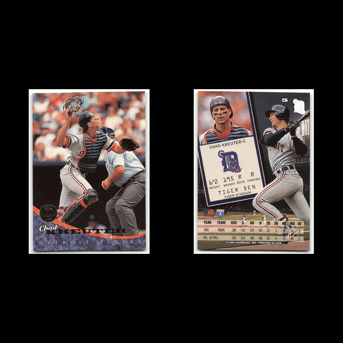 Chad Kreuter #5 1994 Leaf Detroit Tigers Baseball Card MLB NM