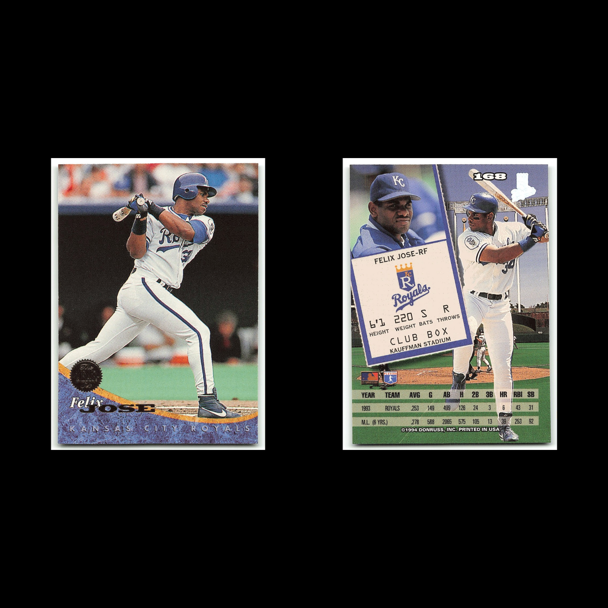 Felix Jose #168 1994 Leaf Kansas City Royals Baseball Card MLB NM
