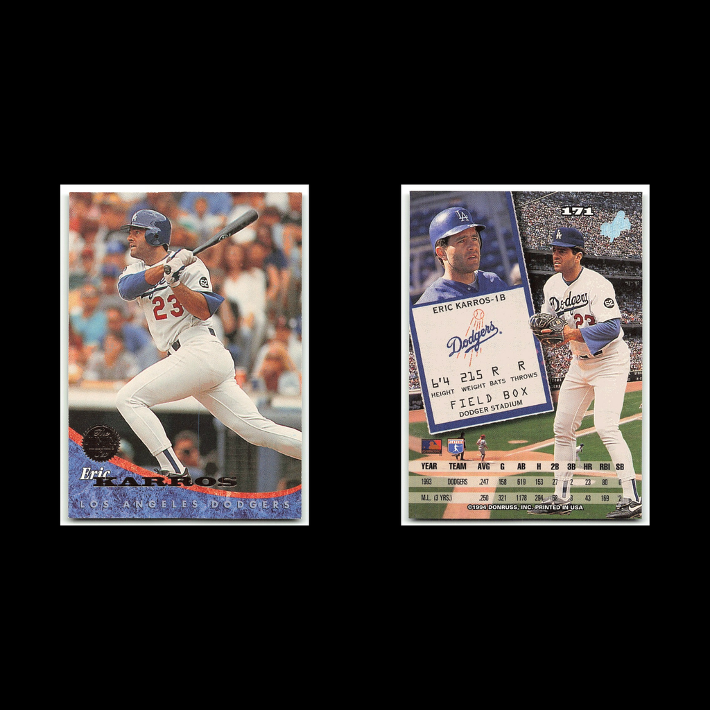 Eric Karros #171 1994 Leaf Los Angeles Dodgers Baseball Card MLB NM