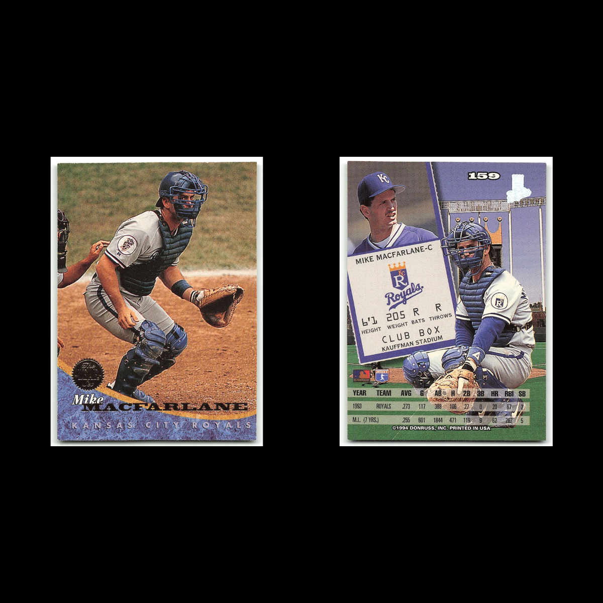 Mike MacFarlane #159 1994 Leaf Kansas City Royals Baseball Card MLB NM
