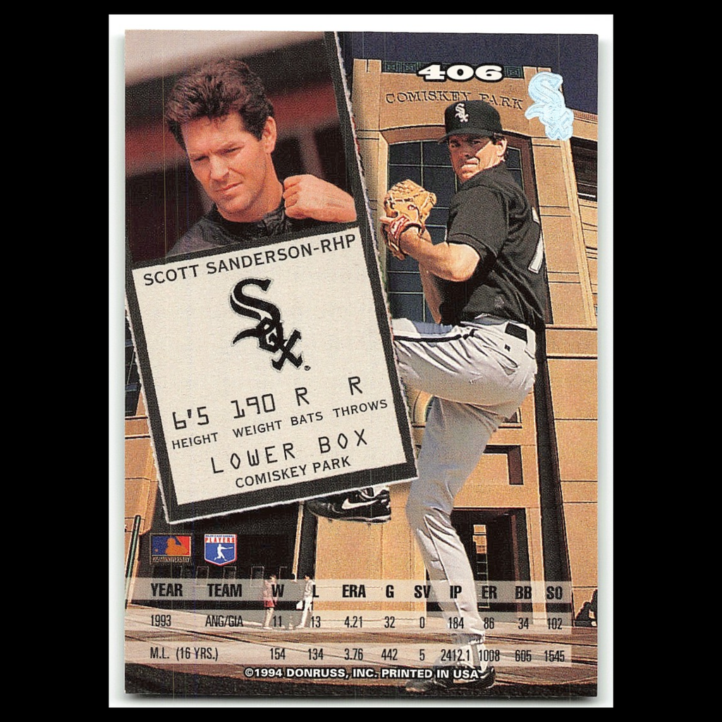 Scott Sanderson #406 1994 Leaf Chicago White Sox Baseball Card MLB NM