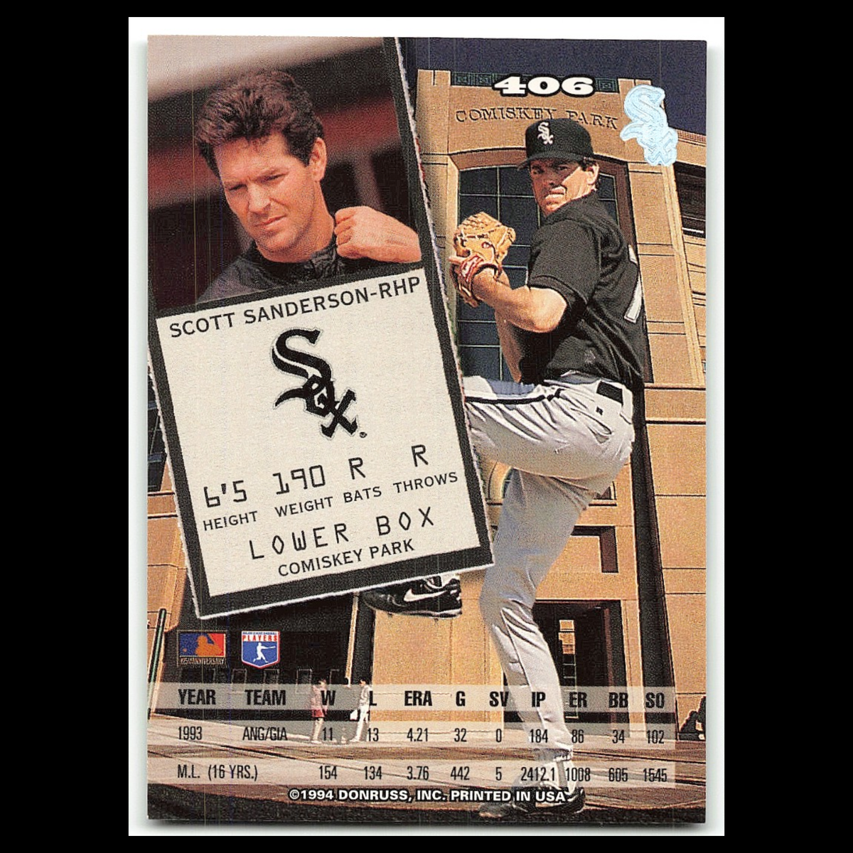 Scott Sanderson #406 1994 Leaf Chicago White Sox Baseball Card MLB NM
