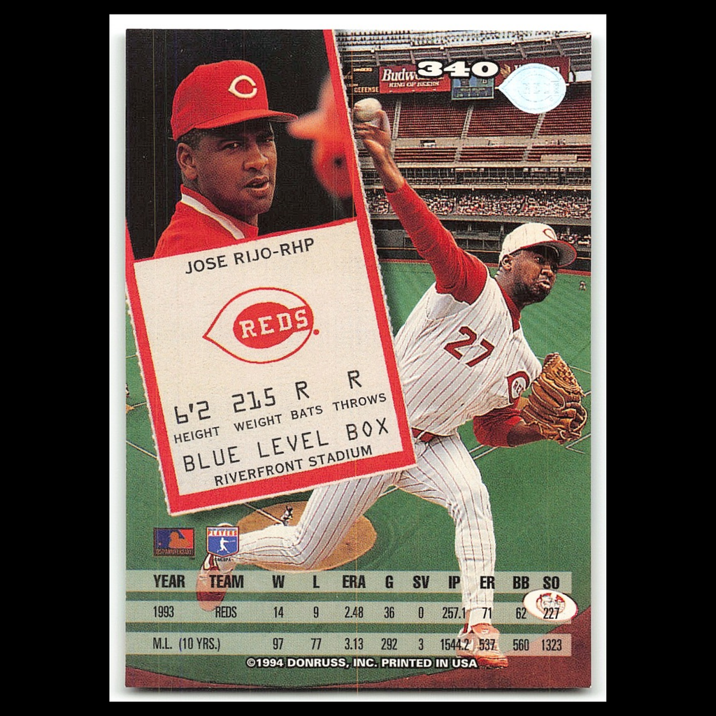 Jose Rijo #240 1994 Leaf Cincinnati Reds Baseball Card MLB NM