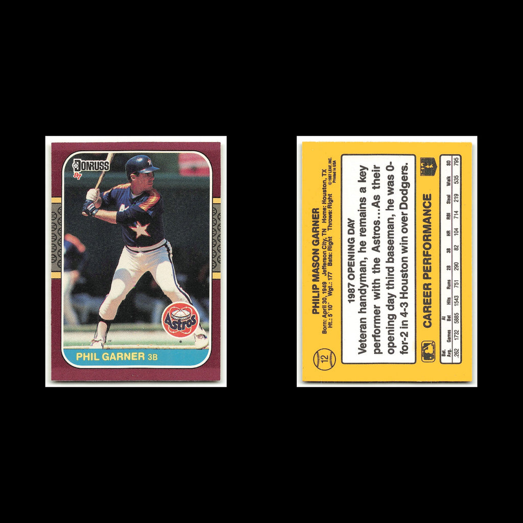 Phil Garner #12 1987 Donruss Opening Day Houston Astros Baseball Card MLB NM