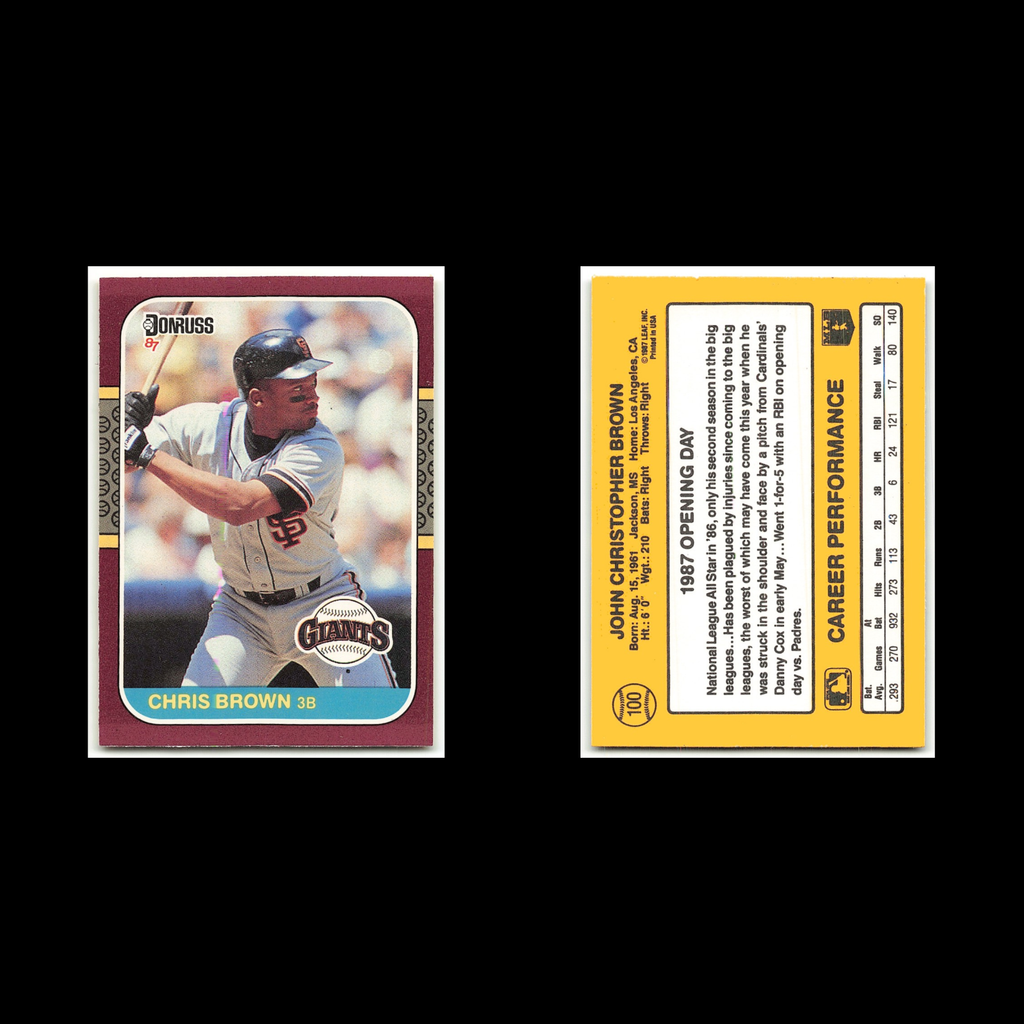 Chris Brown #100 1987 Donruss Opening Day San Francisco Giants Baseball Card MLB