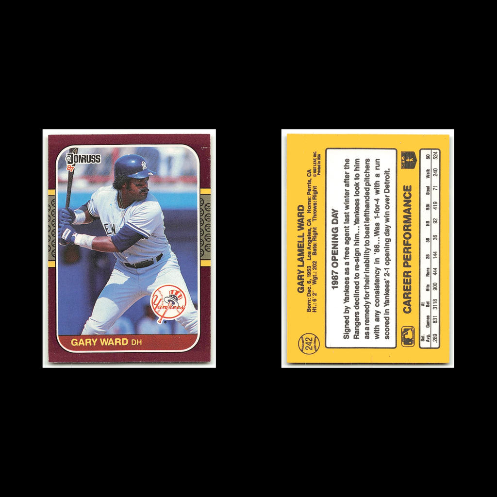Gary Ward #242 1987 Donruss Opening Day New York Yankees Baseball Card MLB NM