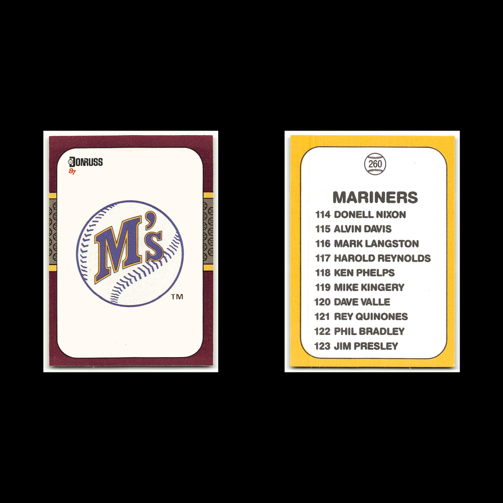 Team Card #260 1987 Donruss Opening Day Seattle Mariners Baseball Card MLB NM