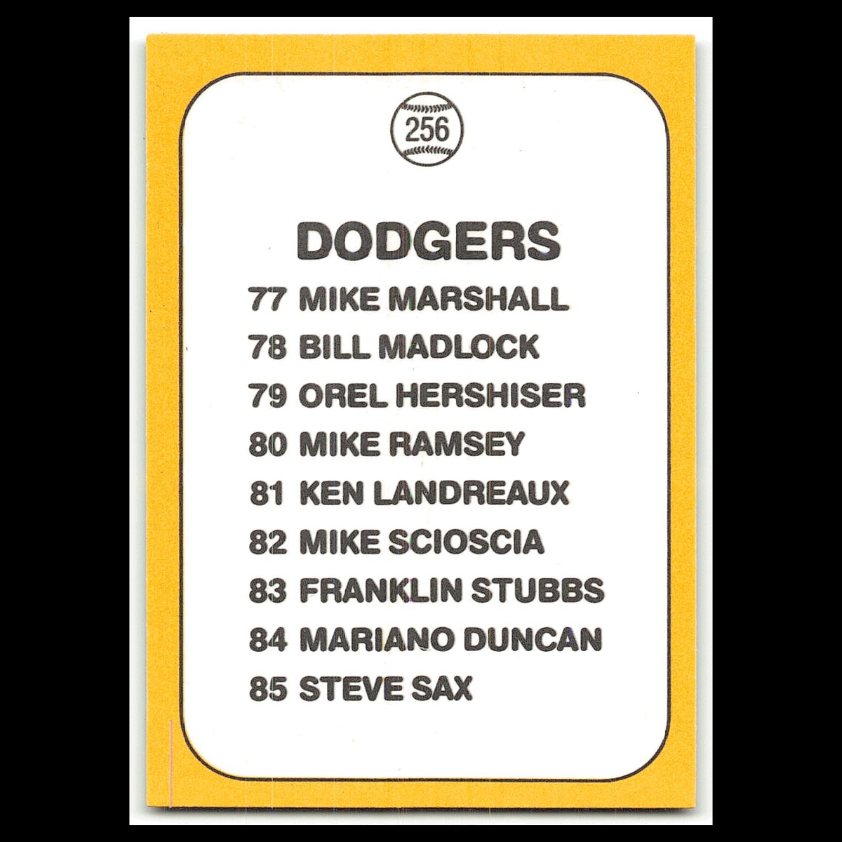 Team Card #256 1987 Donruss Opening Day Los Angeles Dodgers Baseball Card MLB NM