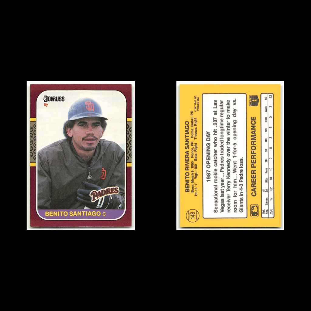 Benito Santiago #148 1987 Donruss Opening Day San Diego Padres Baseball Card MLB