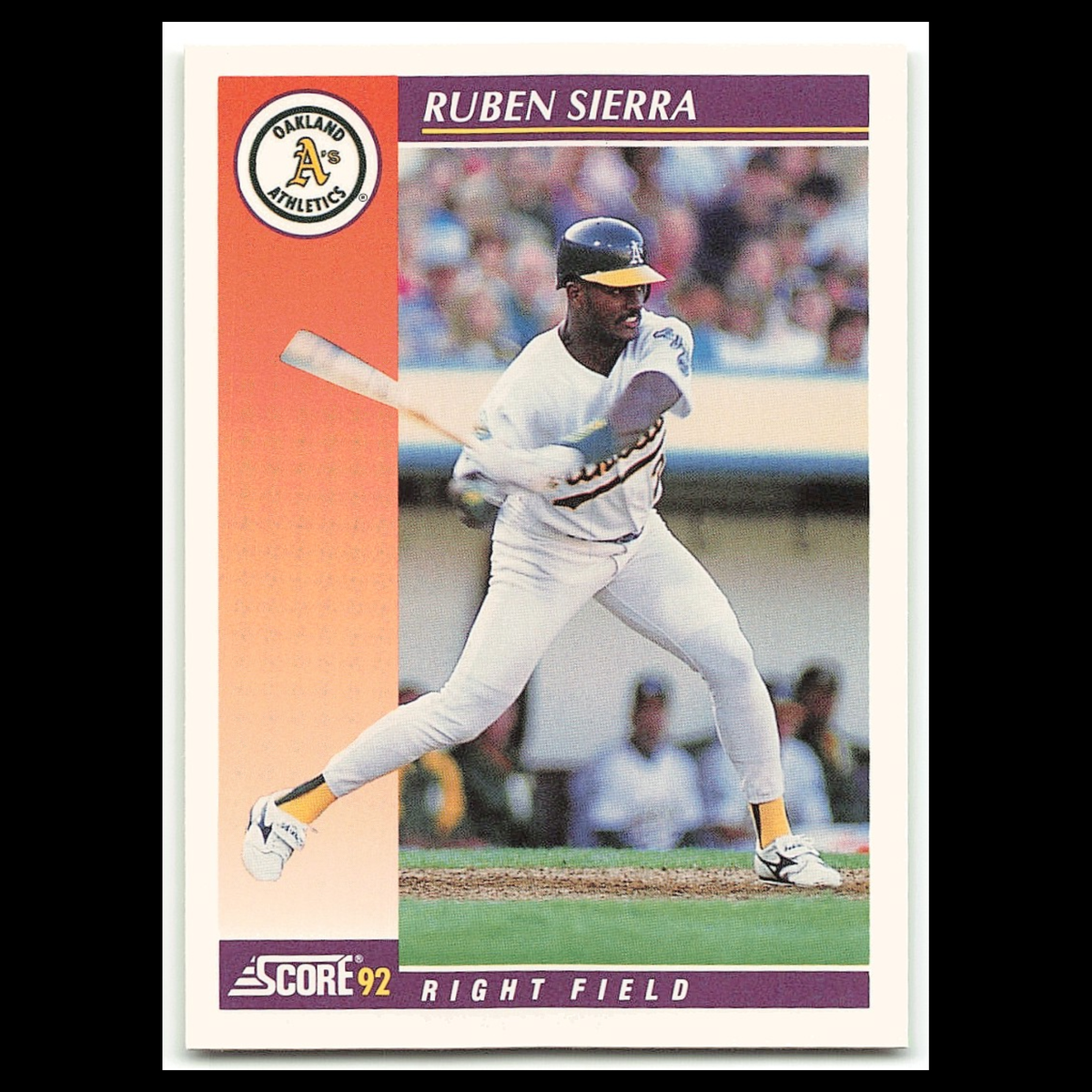 Ruben Sierra #63T 1992 Score Rookie - Traded Oakland Athletics Baseball Card MLB
