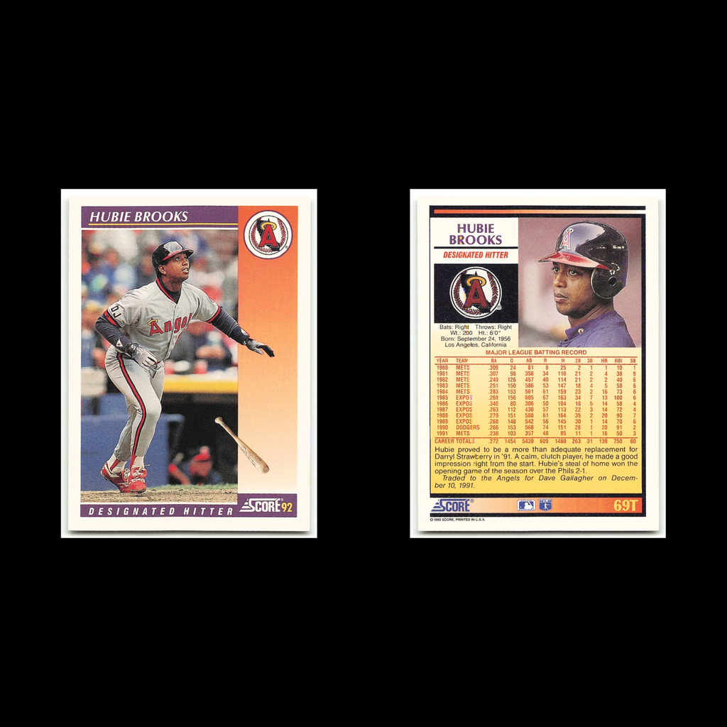 Hubie Brooks #69T 1992 Score Rookie - Traded California Angels Baseball Card MLB
