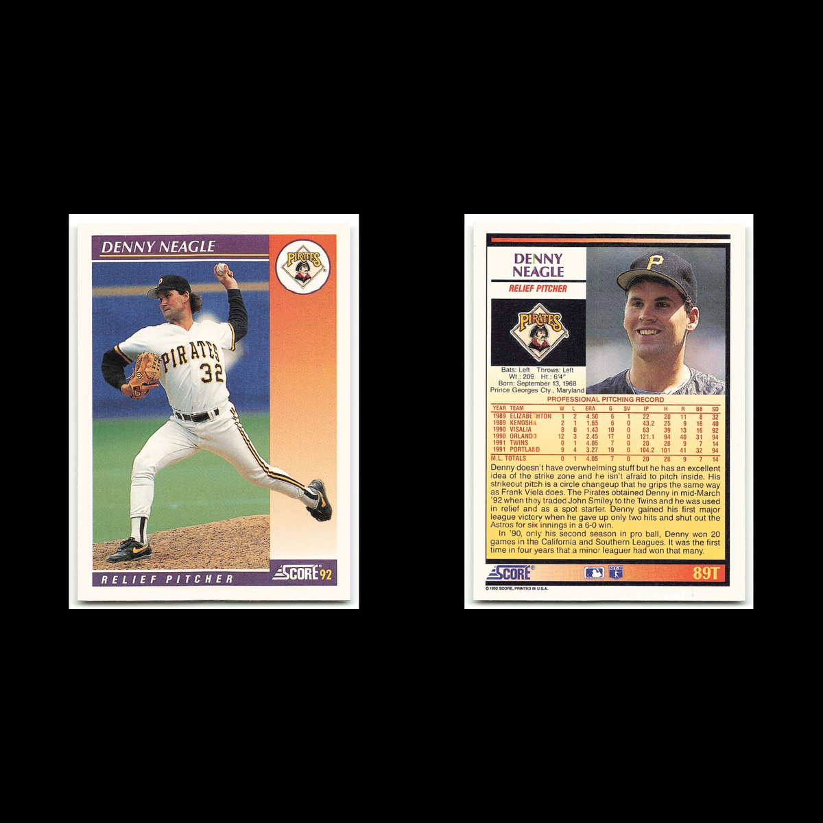 Denny Neagle #89T 1992 Score Rookie - Traded Pittsburgh Pirates Baseball Card NM