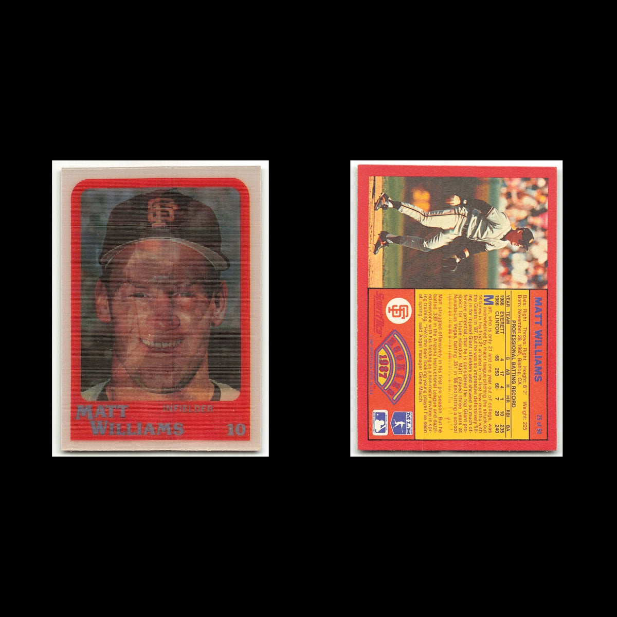Matt Williams Rookie #25 1987 Sportflics Rookies I San Francisco Giants Baseball