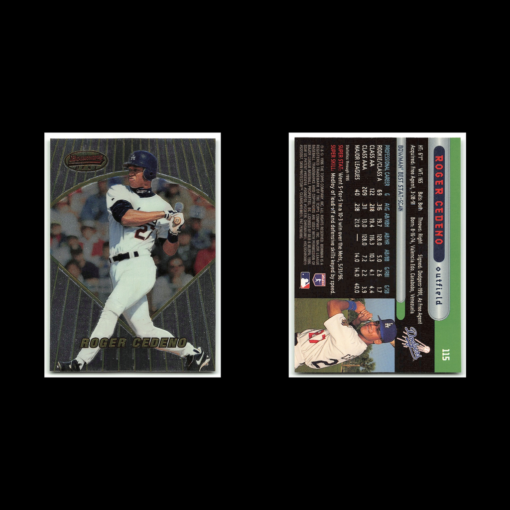 Roger Cedeno Rookie #115 1996 Bowmans Best Los Angeles Dodgers Baseball Card MLB