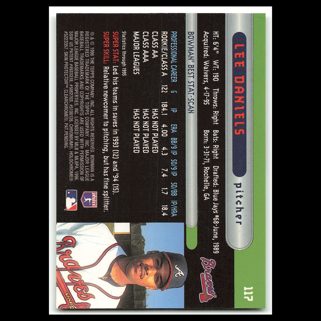 Lee Daniels Rookie #117 1996 Bowmans Best Atlanta Braves Baseball Card MLB NM
