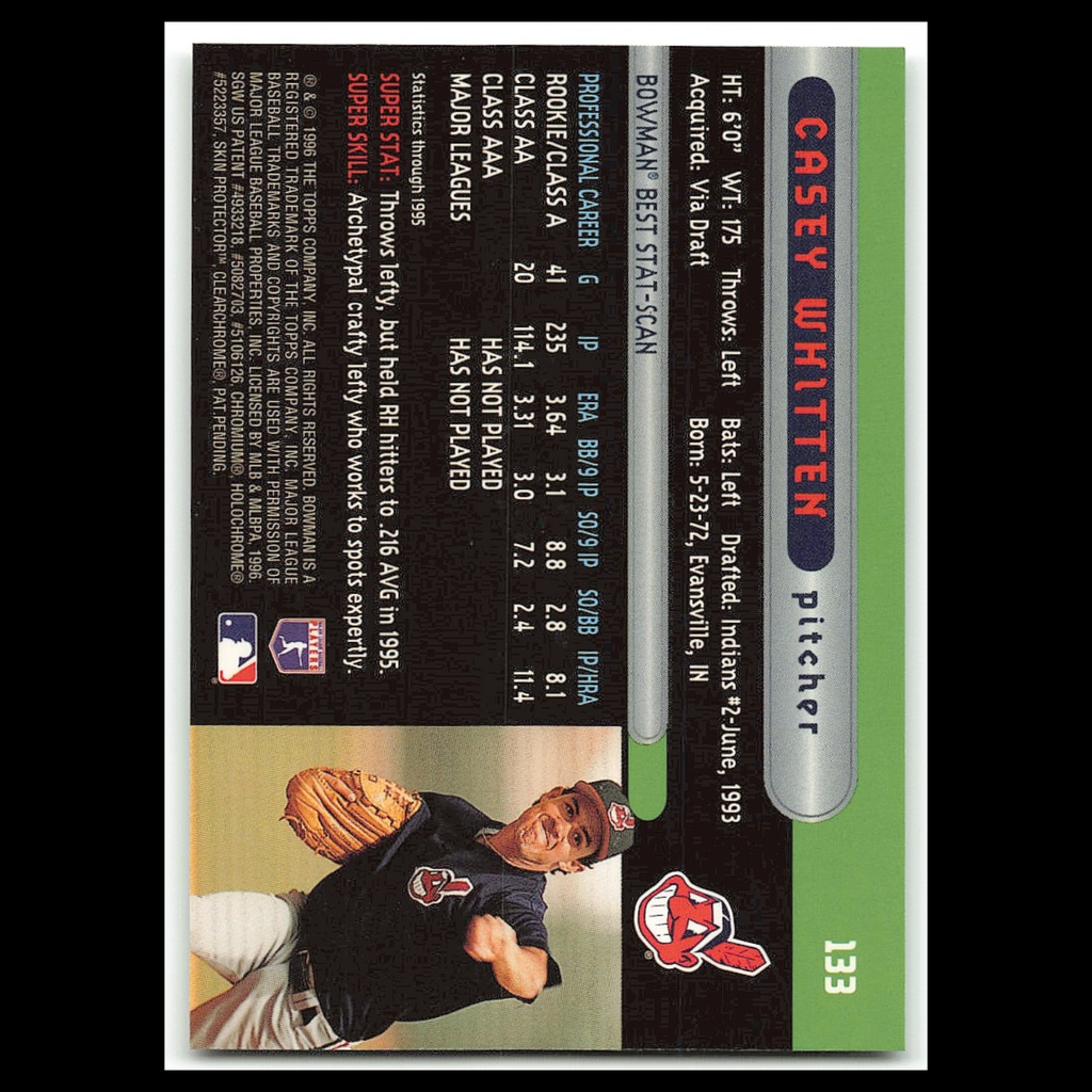 Casey Whitten Rookie #133 1996 Bowmans Best Cleveland Indians Baseball Card MLB
