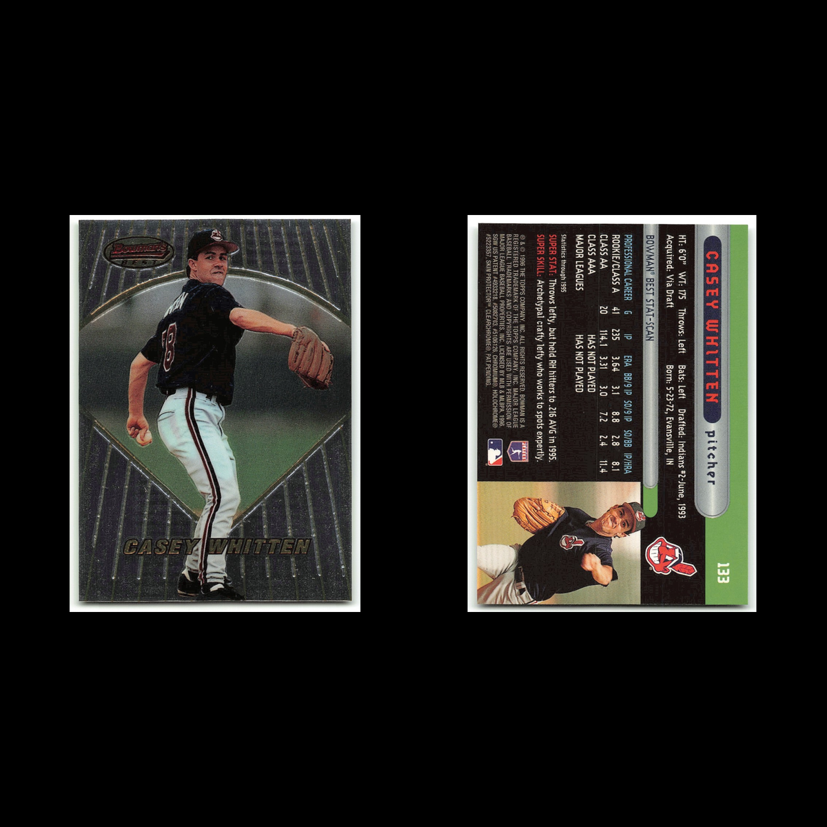 Casey Whitten Rookie #133 1996 Bowmans Best Cleveland Indians Baseball Card MLB