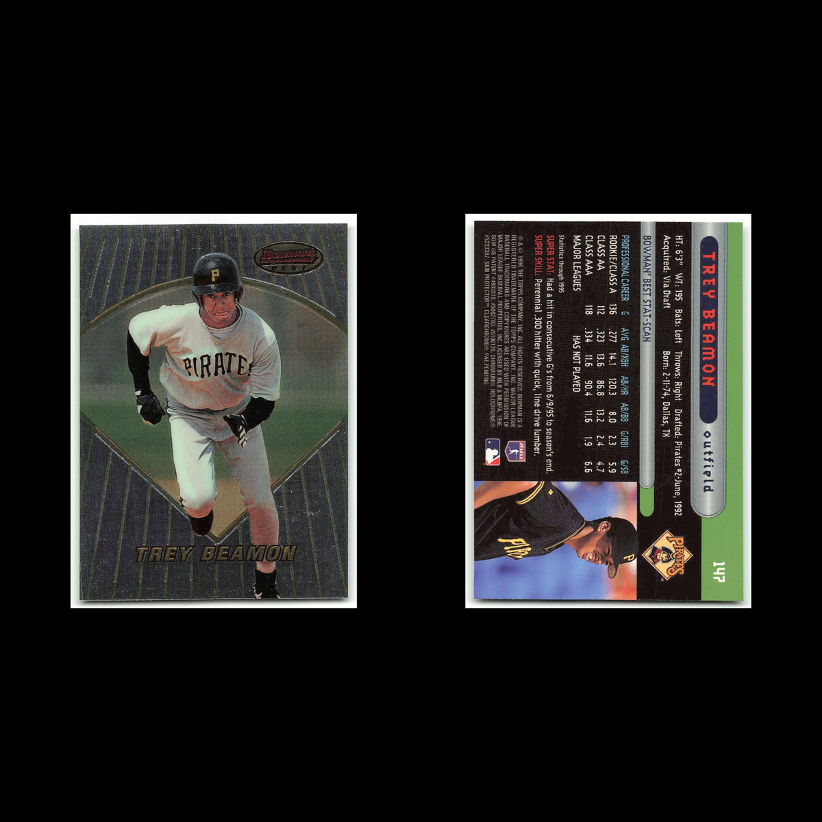 Trey Beamon Rookie #147 1996 Bowmans Best Pittsburgh Pirates Baseball Card MLB