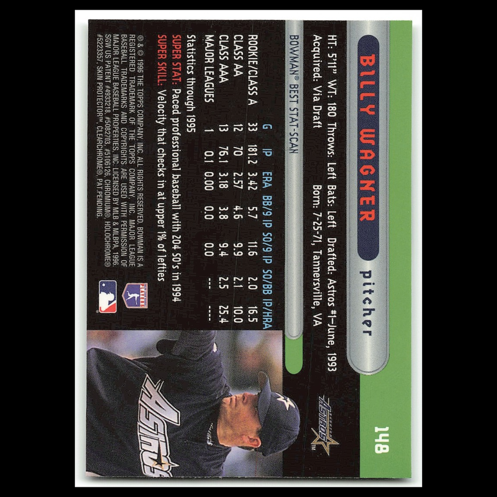 Billy Wagner Rookie #148 1996 Bowmans Best Houston Astros Baseball Card MLB NM