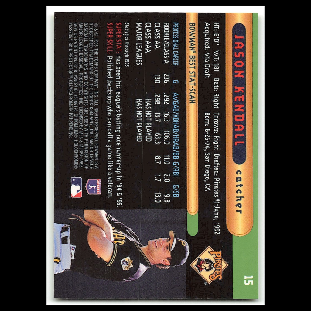 Jason Kendall #15 1996 Bowmans Best Pittsburgh Pirates Baseball Card MLB NM