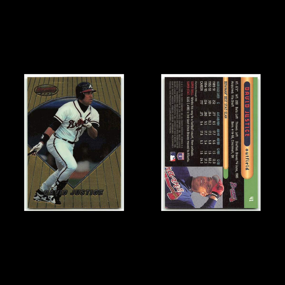 David Justice #41 1996 Bowmans Best Atlanta Braves Baseball Card MLB NM