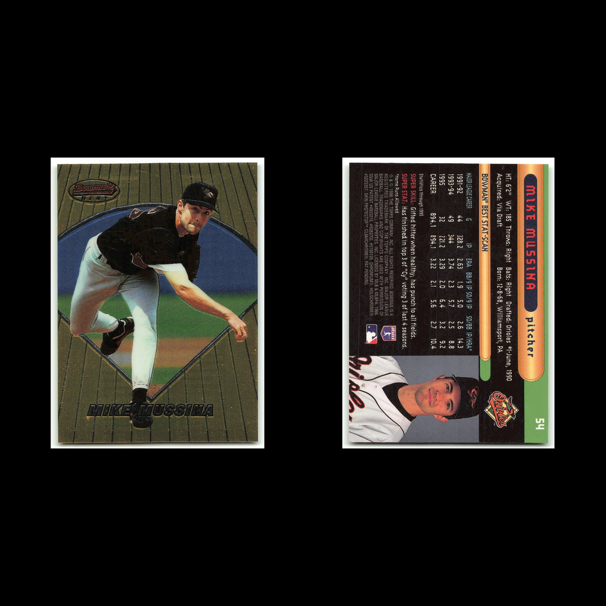 Mike Mussina #54 1996 Bowmans Best Baltimore Orioles Baseball Card MLB NM