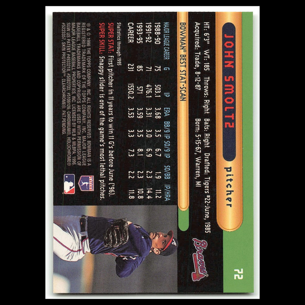 John Smoltz #72 1996 Bowmans Best Atlanta Braves Baseball Card MLB NM