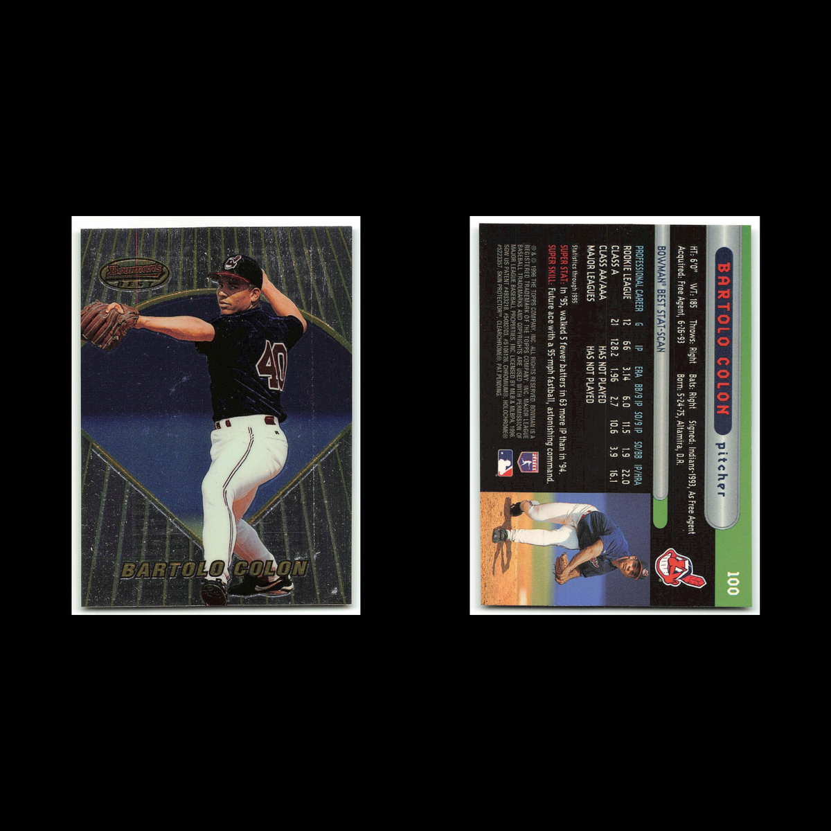 Bartolo Colon Rookie #100 1996 Bowmans Best Cleveland Indians Baseball Card MLB