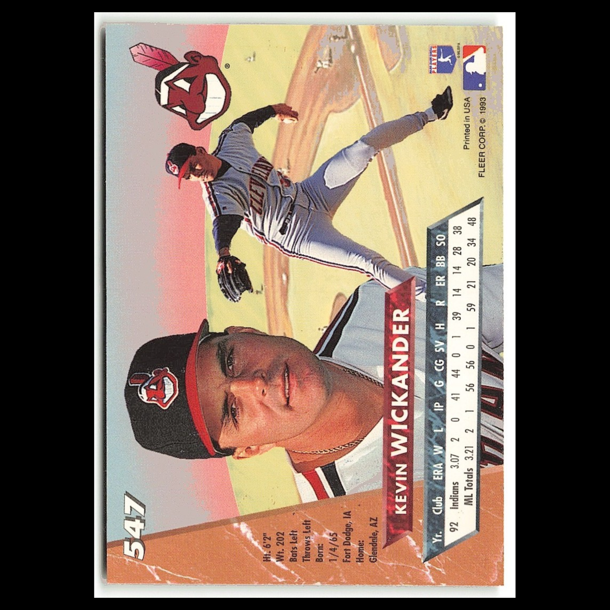 Kevin Wickander #547 1993 Fleer Ultra Cleveland Indians Baseball Card MLB NM