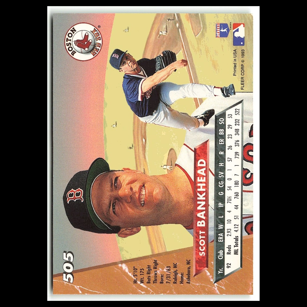 Scott Bankhead #505 1993 Fleer Ultra Boston Red Sox Baseball Card MLB NM