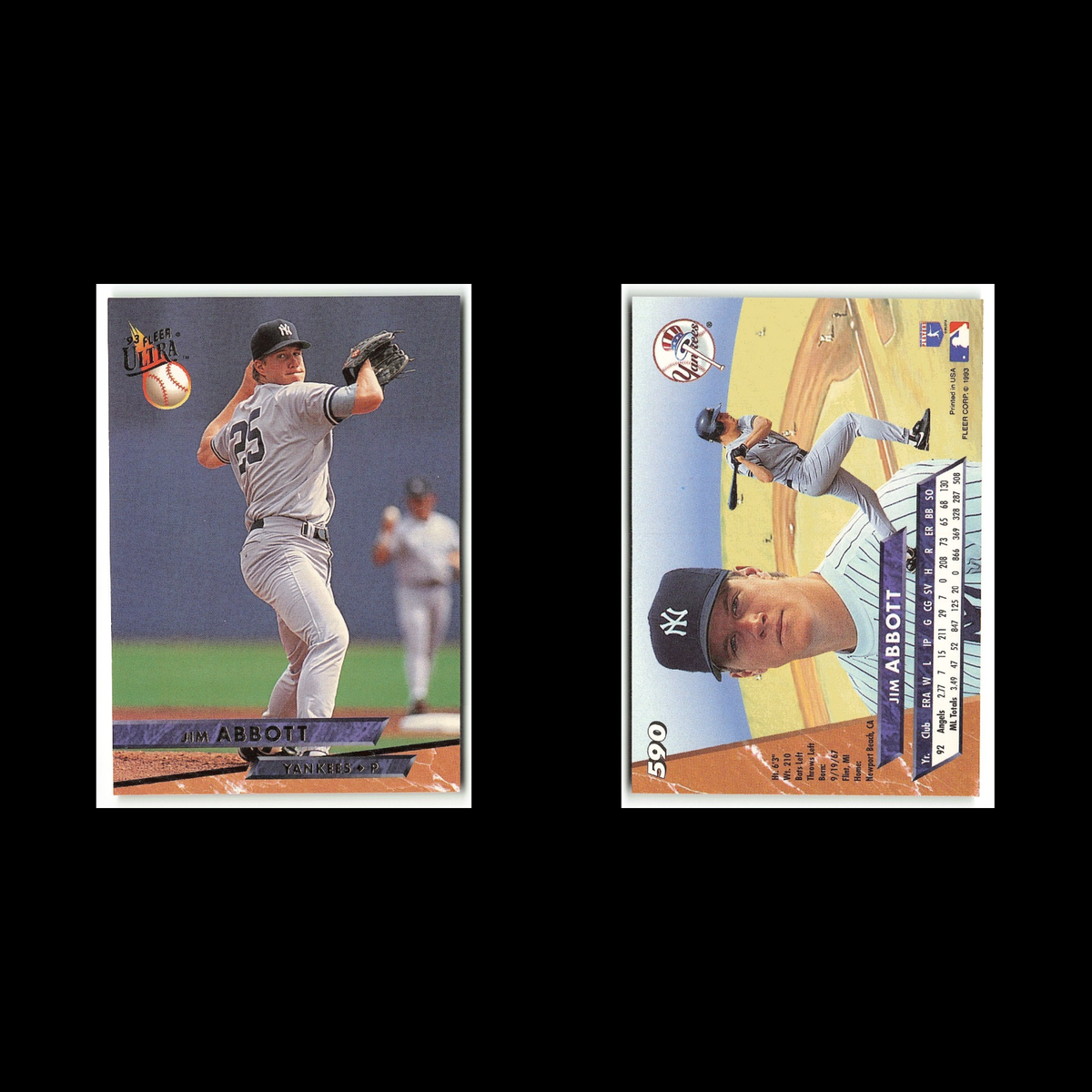 Jim Abbott #590 1993 Fleer Ultra New York Yankees Baseball Card MLB NM