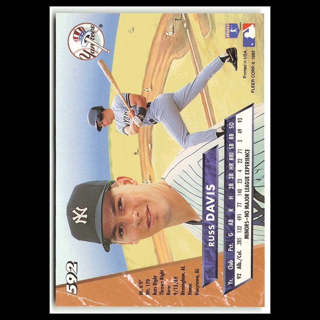 Russ Davis Rookie #592 1993 Fleer Ultra New York Yankees Baseball Card MLB NM