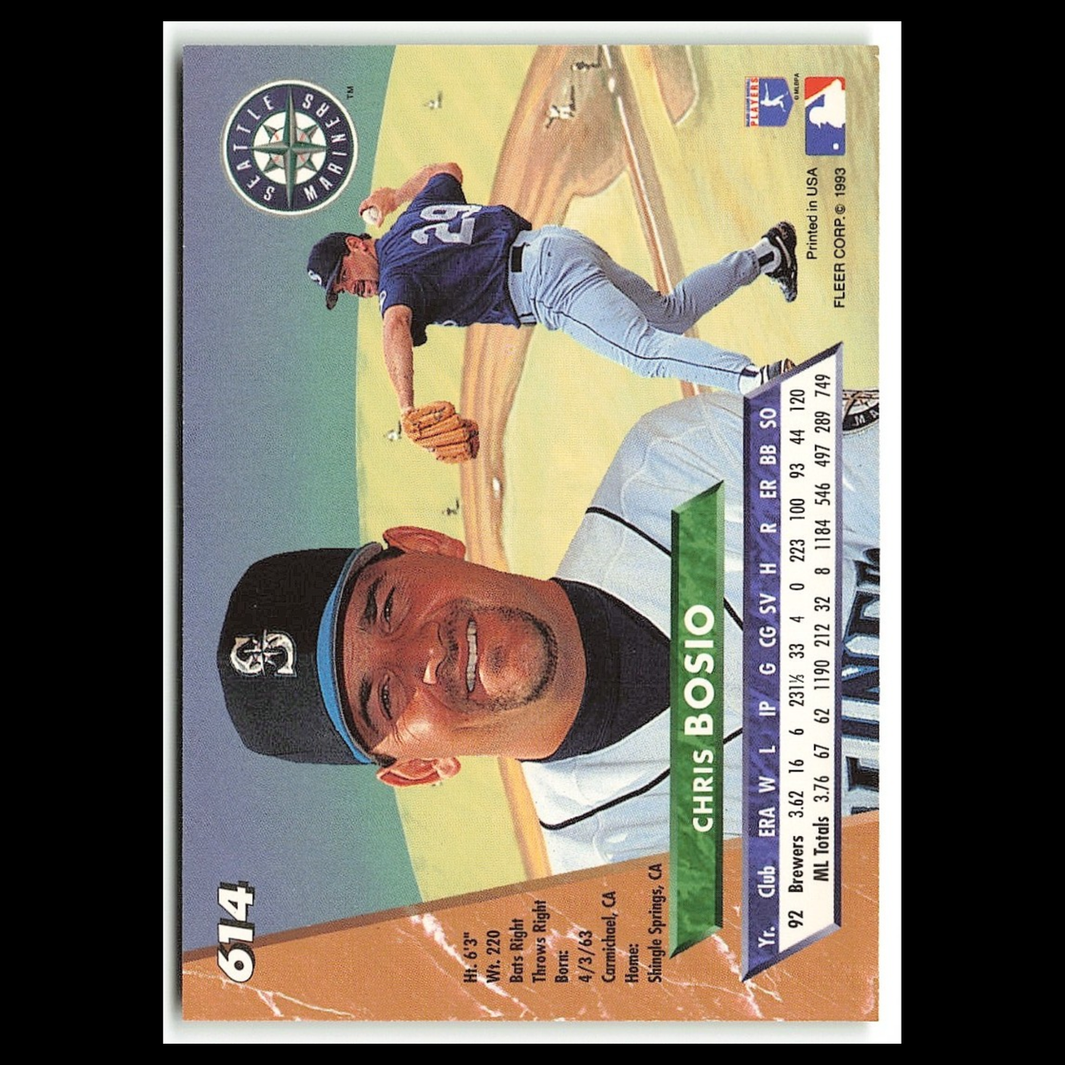 Chris Bosio #614 1993 Fleer Ultra Seattle Mariners Baseball Card MLB NM