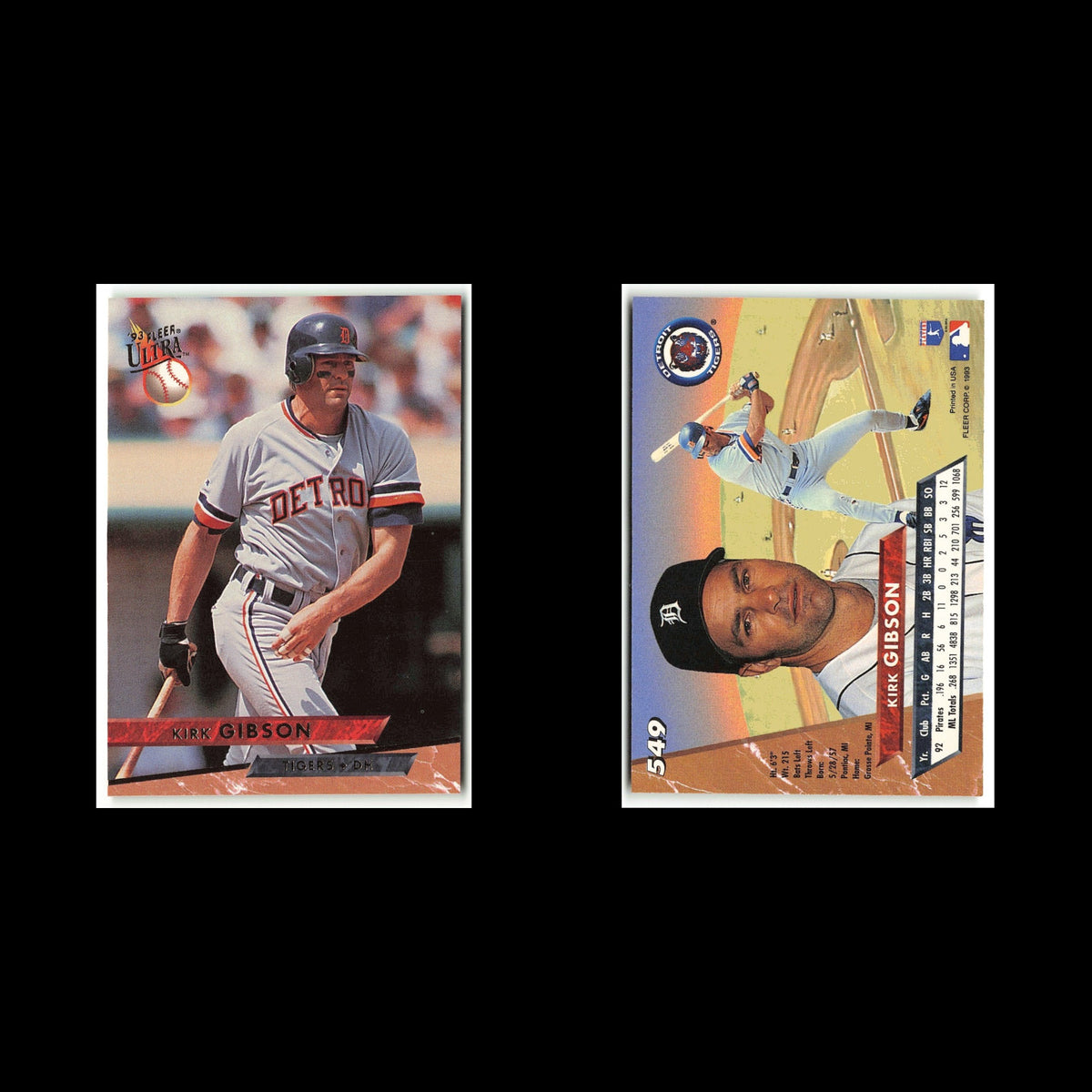 Kirk Gibson #549 1993 Fleer Ultra Detroit Tigers Baseball Card MLB NM