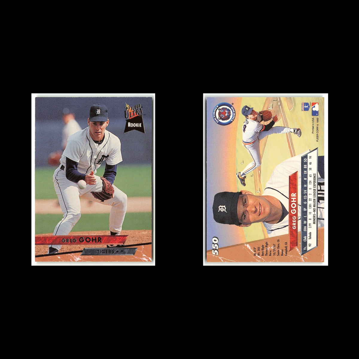Greg Gohr Rookie #550 1993 Fleer Ultra Detroit Tigers Baseball Card MLB NM