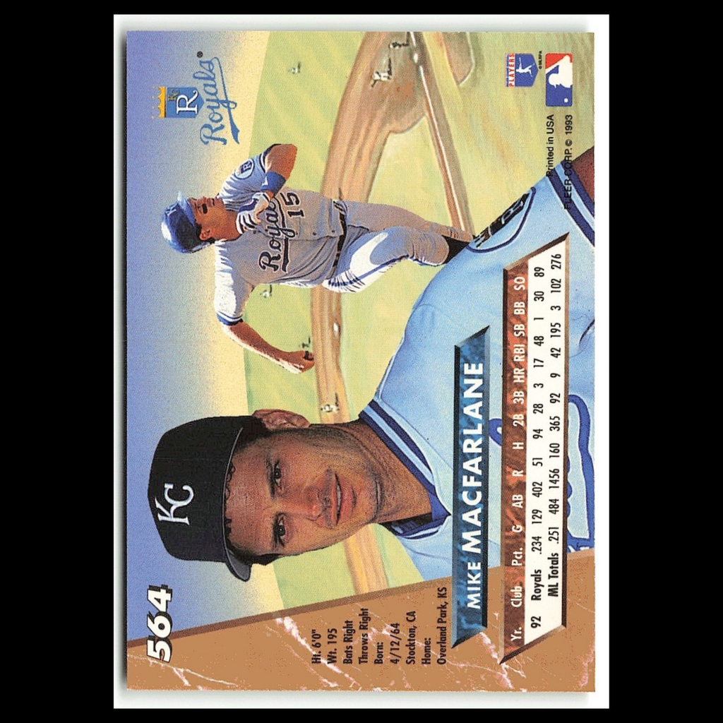 Mike Macfarlane #564 1993 Fleer Ultra Kansas City Royals Baseball Card MLB NM